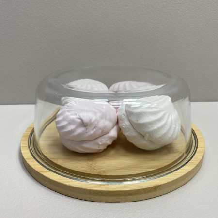 Блюдо-сирниця бамбукова з скляною кришкою 21*21*7,8 см Olens O102-627