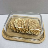 Блюдо-сирниця бамбукова з скляною кришкою 23,7*18,1*7,4 см Olens O102-630