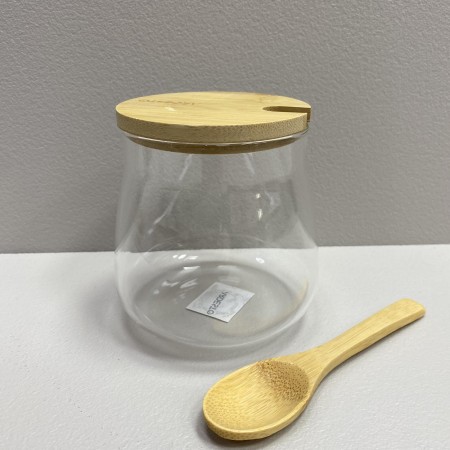 Цукорниця скляна з бамбуковою кришкою і ложкою 500 мл Ardesto AR1350BHS/BHB
