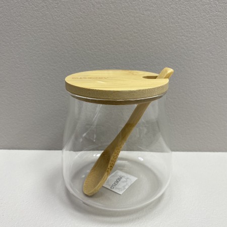 Цукорниця скляна з бамбуковою кришкою і ложкою 500 мл Ardesto AR1350BHS/BHB