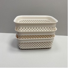 Набір корзинок молочного кольору 185*135*65 мм 3 шт Ucsan Plastik M-3969 