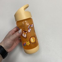 Пляшка-поїлка дитяча з трубочкою 350 мл пластикова Stenson WW02674 помаранчева