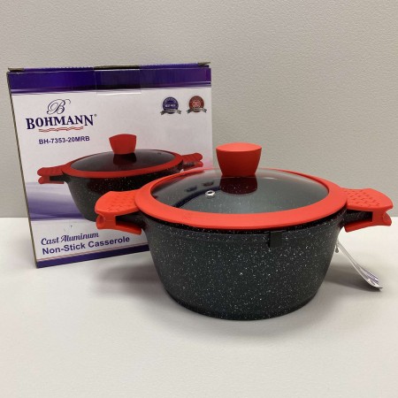 Каструля алюмінієва 20 см 2,2 л зі скляною кришкою Bohmann BH-7353-20