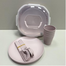 Набір для пікніка 4 персони 21 предмет Ucsan Plastik M-761 рожевий