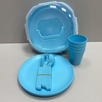 Набір для пікніка 4 персони 21 предмет Ucsan Plastik M-761 блакитний