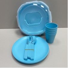 Набір для пікніка 4 персони 21 предмет Ucsan Plastik M-761 блакитний