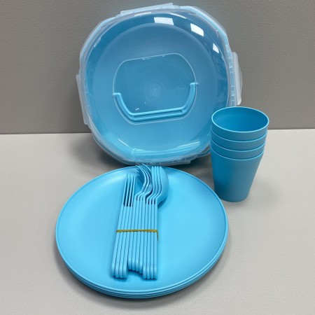 Набір для пікніка 4 персони 21 предмет Ucsan Plastik M-761 блакитний