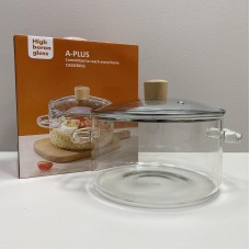 Каструля скляна зі скляною кришкою 3,2 л 20 см A-Plus 1056