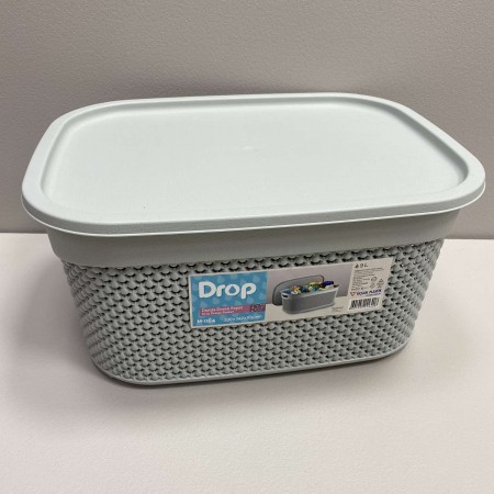 Корзина пластикова з кришкою 33*24*16,5 см 9 л Ucsan Plastik М-1164 сіра
