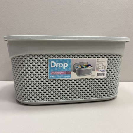 Корзина пластикова з кришкою 33*24*16,5 см 9 л Ucsan Plastik М-1164 сіра