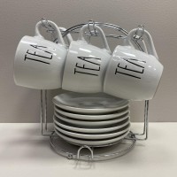 Сервіз чайний порцеляновий на стійці 12 предметів 230 мл S&T 1529-18 White 