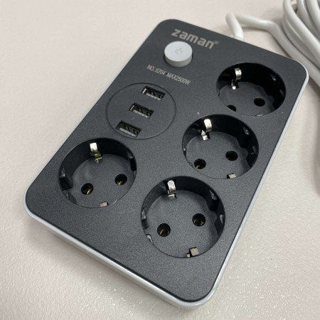 Подовжувач 3 м на 4 розетки і 3 USB Stenson R95598