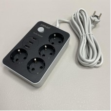 Подовжувач 3 м на 4 розетки і 3 USB Stenson R95598