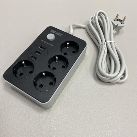 Подовжувач 3 м на 4 розетки і 3 USB Stenson R95598
