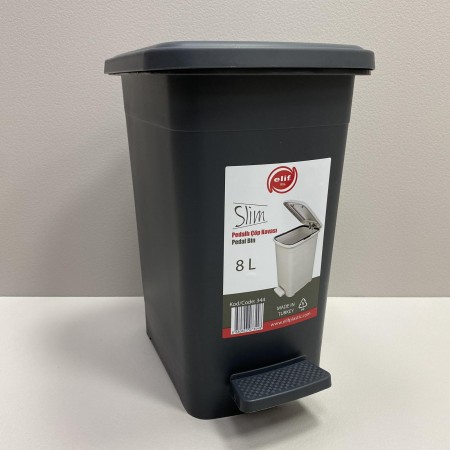 Контейнер для сміття пластиковий 8 л з педалькою Elif Plastik 344 сірий