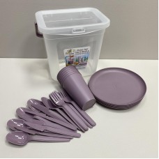 Набір посуду для пікніка пластиковий на 6 персон Akay Plastik AK519 фіолетовий