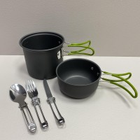 Набір туристичного посуду з зеленими ручками  Cooking Set DS-101 /6017