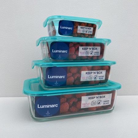 Набір контейнерів 380 мл, 820 мл, 1220 мл, 1970 мл Luminarc Keep'n Box 5519/5518/5517/5516