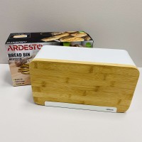 Хлібниця металева зі зсувною кришкою-дошкою 33*13*18 см Ardesto Midori AR0914WB White