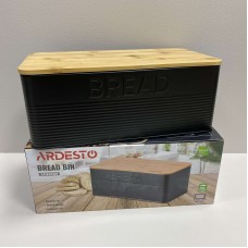 Хлібниця металева з бамбуковою кришкою  33*18*12,9 см Ardesto Midori AR0912BB Black