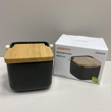Цукорниця керамічна з бамбуковою кришкою 840 мл 14*12*11 см Ardesto Midori AR0907B