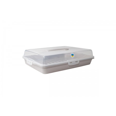 Тортівниця з кришкою прямокутна 44*30*9,5 см какао/прозора Алеана 169057