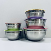 Набір мисок 5 шт  із нержавіючої сталі з пластиковими кришками А-PLUS 9035