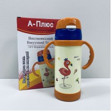 Термос дитячий із нержавіючої сталі з трубочкою 320 мл A-PLus 1775 помаранчевий