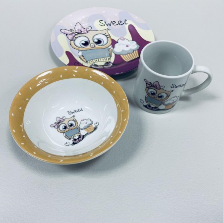 Набір дитячого столового посуду Sweet Owl 3 предмета Limited Edition C525