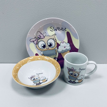 Набір дитячого столового посуду Sweet Owl 3 предмета Limited Edition C525