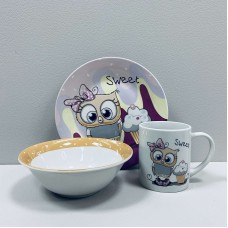 Набір дитячого столового посуду Sweet Owl 3 предмета Limited Edition C525