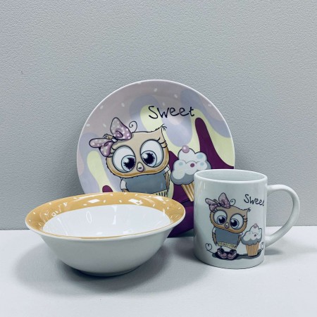 Набір дитячого столового посуду Sweet Owl 3 предмета Limited Edition C525