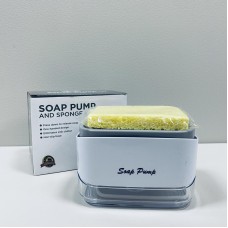 Дозатор пластиковий для миючого засобу з губкою 14,2*9,8*8,5 см A-Plus 5775