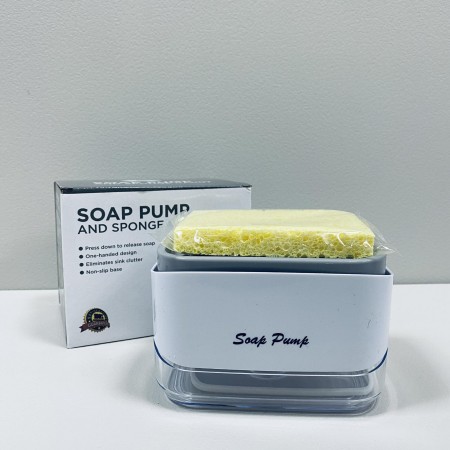 Дозатор пластиковий для миючого засобу з губкою 14,2*9,8*8,5 см A-Plus 5775