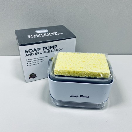 Дозатор пластиковий для миючого засобу з губкою 14,2*9,8*8,5 см A-Plus 5775