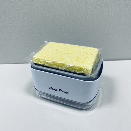 Дозатор пластиковий для миючого засобу з губкою 14,2*9,8*8,5 см A-Plus 5775