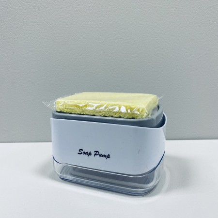 Дозатор пластиковий для миючого засобу з губкою 14,2*9,8*8,5 см A-Plus 5775