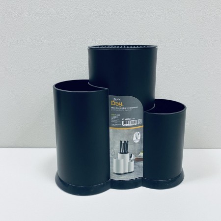 Підставка-органайзер для ножів і столових приборів пластикова Sun Plast 1114 чорна