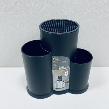 Підставка-органайзер для ножів і столових приборів пластикова Sun Plast 1114 чорна