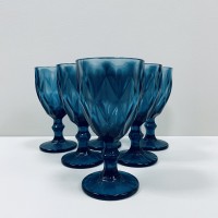 Набір скляних келихів для вина 6 шт 350 мл A-Plus 2257 блакитні