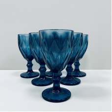 Набір скляних келихів для вина 6 шт 350 мл A-Plus 2257 блакитні