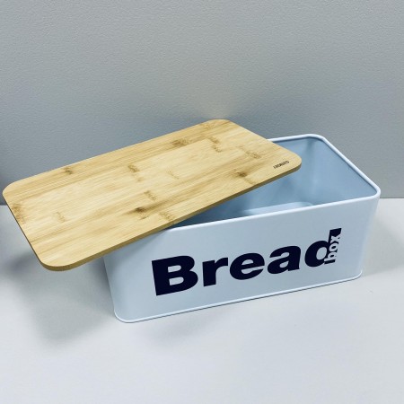Хлібниця металева з бамбуковою кришкою-доскою 33*18*13 см Ardesto Midori AR0912WB
