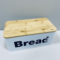 Хлібниця металева з бамбуковою кришкою-доскою 33*18*13 см Ardesto Midori AR0912WB
