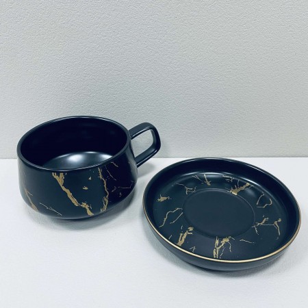 Чашка з блюдцем порцелянова 320 мл Мармурова Розкіш BonaDi 805-731