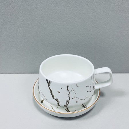Чашка з блюдцем порцелянова 320 мл Мармурова Розкіш BonaDi 805-728