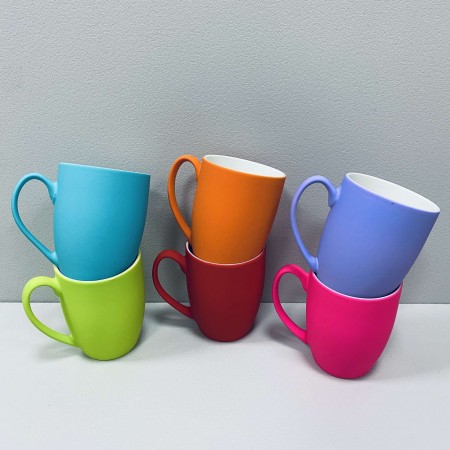 Набір чашок порцелянових 6 шт 350 мл Яскравий мікс Saida 4402