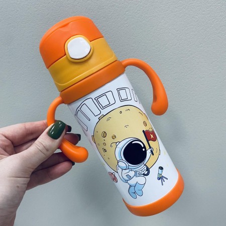 Термос-поїлка дитячий з ручками 350 мл Star Stenson MT-3451 помаранчевий  з білим