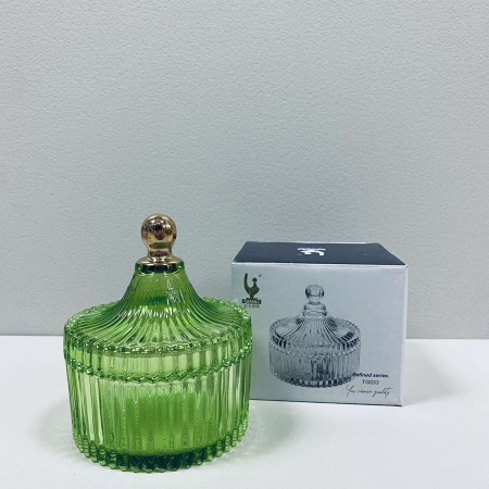 Цукорниця скляна з кришкою "Купол" 250 мл Olens O102-290 зелена