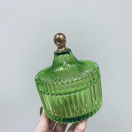 Цукорниця скляна з кришкою "Купол" 250 мл Olens O102-290 зелена