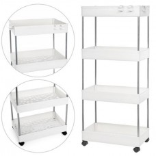 Етажерка підлогова на коліщатках 4 яруси 38*13*87 см Stenson R93336 біла